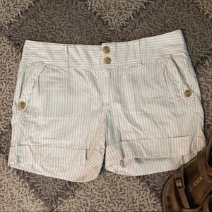 GAP Cream Striped High Waisted Shorts